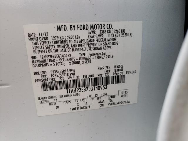 Photo 9 VIN: 1FAHP2E82EG140953 - FORD TAURUS SEL 