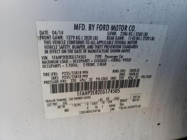 Photo 9 VIN: 1FAHP2E82EG174505 - FORD TAURUS SEL 