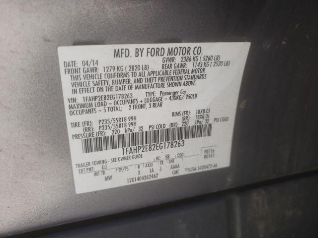 Photo 9 VIN: 1FAHP2E82EG178263 - FORD TAURUS SEL 