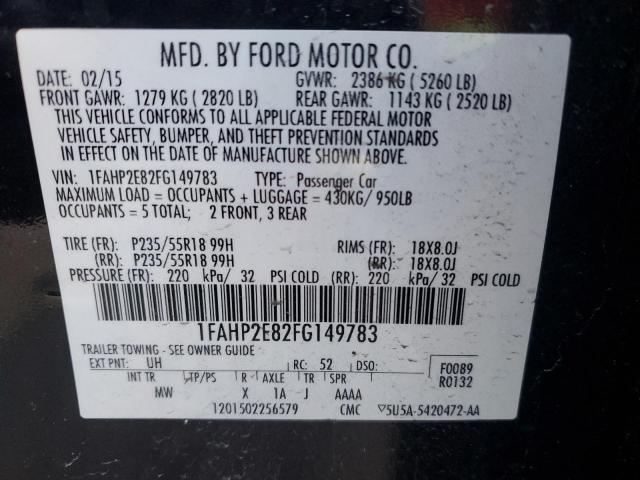 Photo 11 VIN: 1FAHP2E82FG149783 - FORD TAURUS SEL 