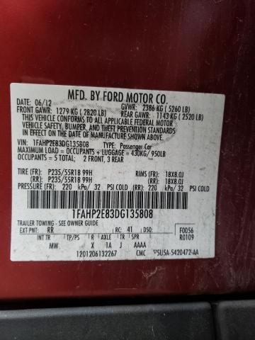 Photo 9 VIN: 1FAHP2E83DG135808 - FORD TAURUS SEL 