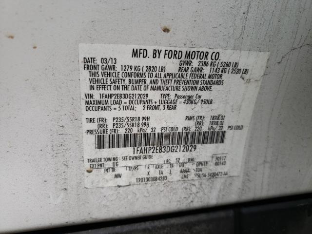 Photo 9 VIN: 1FAHP2E83DG212029 - FORD TAURUS SEL 