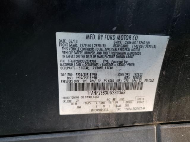 Photo 9 VIN: 1FAHP2E83DG234368 - FORD TAURUS SEL 