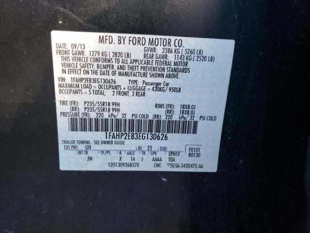 Photo 9 VIN: 1FAHP2E83EG130626 - FORD TAURUS SEL 