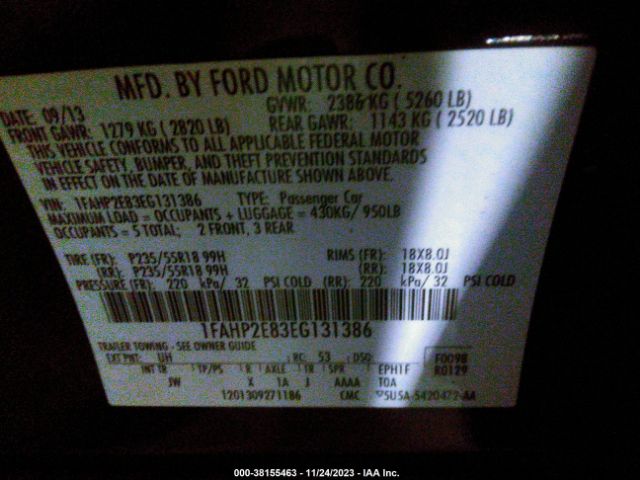 Photo 8 VIN: 1FAHP2E83EG131386 - FORD TAURUS 