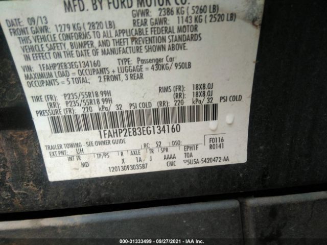 Photo 8 VIN: 1FAHP2E83EG134160 - FORD TAURUS 