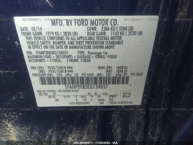 Photo 8 VIN: 1FAHP2E83EG159057 - FORD TAURUS 