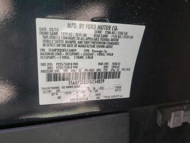 Photo 9 VIN: 1FAHP2E83FG154829 - FORD TAURUS SEL 