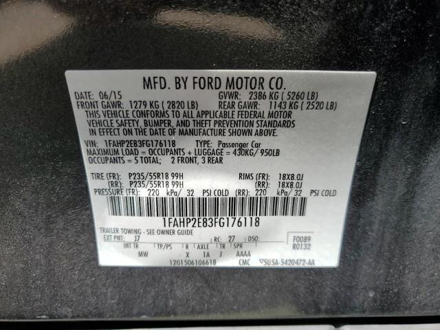 Photo 11 VIN: 1FAHP2E83FG176118 - FORD TAURUS SEL 