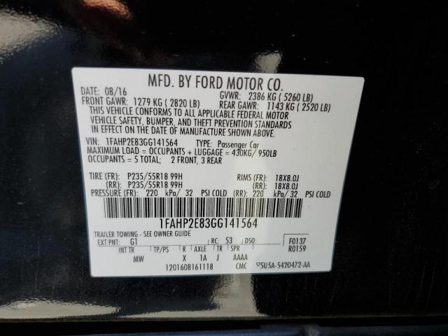 Photo 9 VIN: 1FAHP2E83GG141564 - FORD TAURUS SEL 