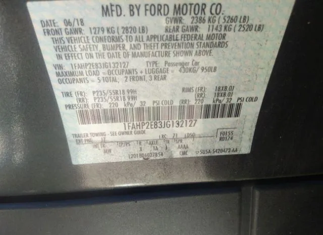 Photo 8 VIN: 1FAHP2E83JG132127 - FORD TAURUS 