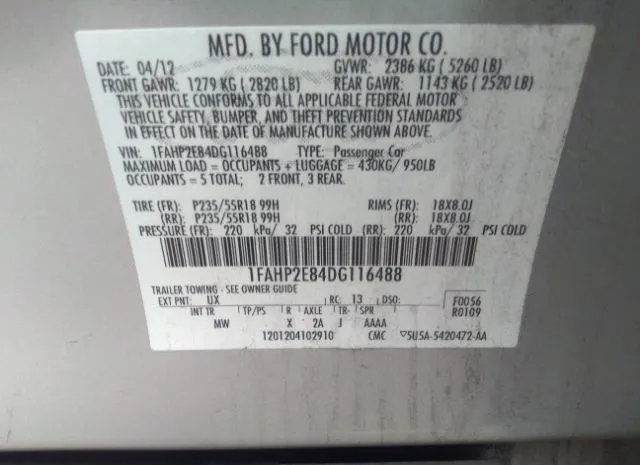 Photo 8 VIN: 1FAHP2E84DG116488 - FORD TAURUS 