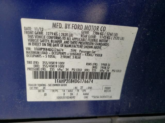 Photo 9 VIN: 1FAHP2E84DG176674 - FORD TAURUS SEL 