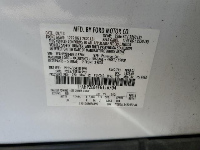 Photo 11 VIN: 1FAHP2E84EG116704 - FORD TAURUS SEL 