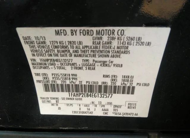 Photo 8 VIN: 1FAHP2E84EG132577 - FORD TAURUS 