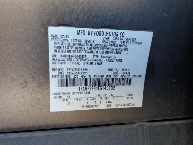 Photo 11 VIN: 1FAHP2E84FG145802 - FORD TAURUS SEL 