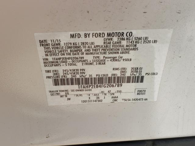 Photo 9 VIN: 1FAHP2E84FG206789 - FORD TAURUS SEL 