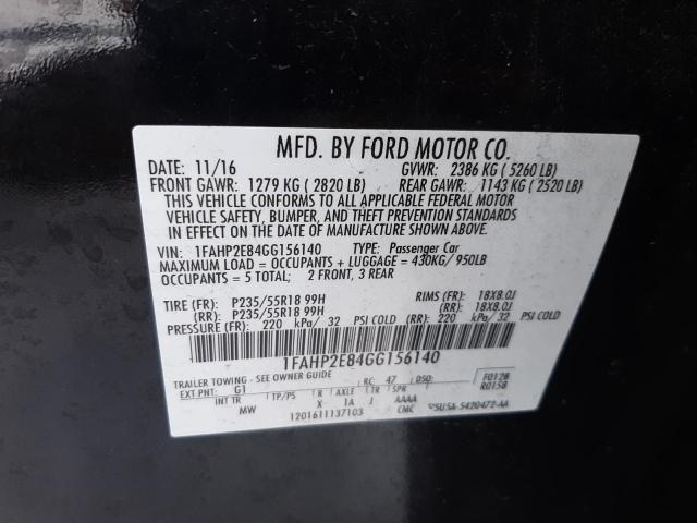 Photo 11 VIN: 1FAHP2E84GG156140 - FORD TAURUS 