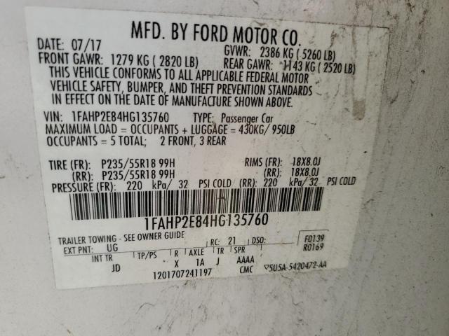 Photo 11 VIN: 1FAHP2E84HG135760 - FORD TAURUS SEL 