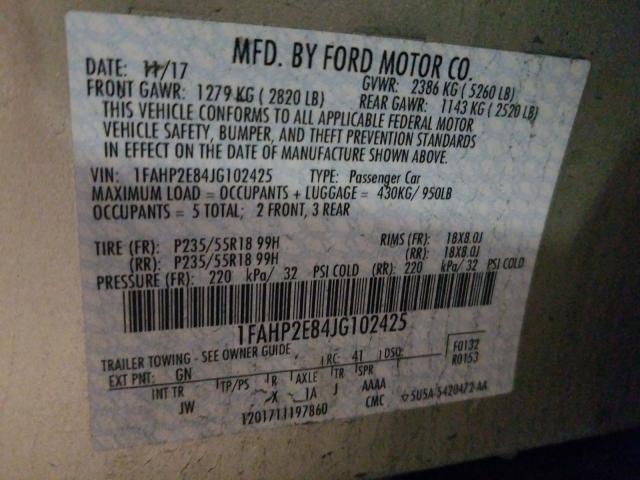 Photo 9 VIN: 1FAHP2E84JG102425 - FORD TAURUS SEL 