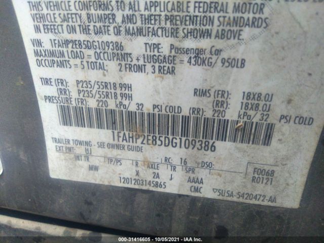 Photo 8 VIN: 1FAHP2E85DG109386 - FORD TAURUS 