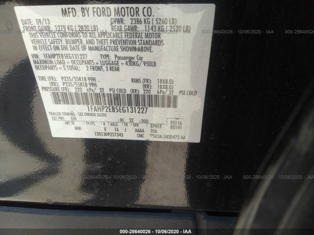 Photo 8 VIN: 1FAHP2E85EG131227 - FORD TAURUS 