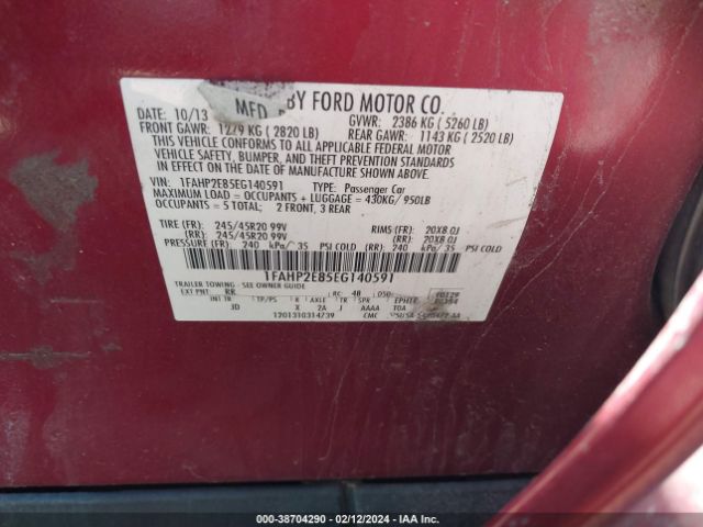 Photo 8 VIN: 1FAHP2E85EG140591 - FORD TAURUS 