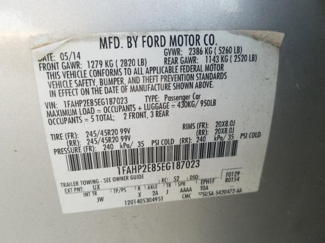 Photo 9 VIN: 1FAHP2E85EG187023 - FORD TAURUS SEL 