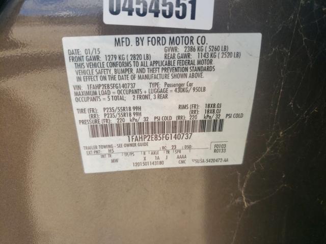 Photo 9 VIN: 1FAHP2E85FG140737 - FORD TAURUS SEL 