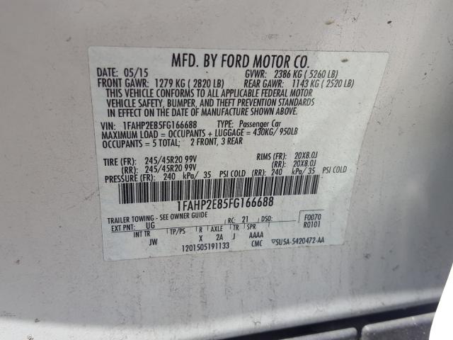 Photo 9 VIN: 1FAHP2E85FG166688 - FORD TAURUS SEL 