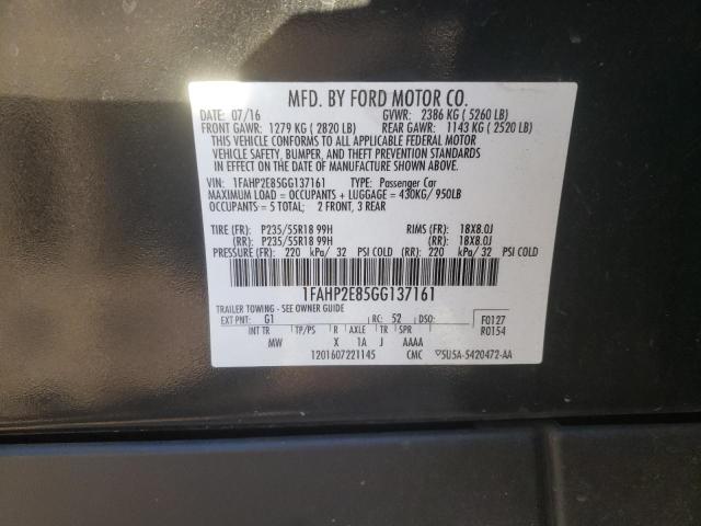 Photo 9 VIN: 1FAHP2E85GG137161 - FORD TAURUS SEL 