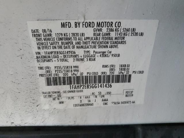 Photo 11 VIN: 1FAHP2E85GG141436 - FORD TAURUS 