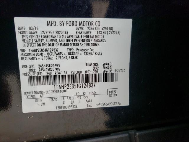 Photo 9 VIN: 1FAHP2E85JG124837 - FORD TAURUS SEL 