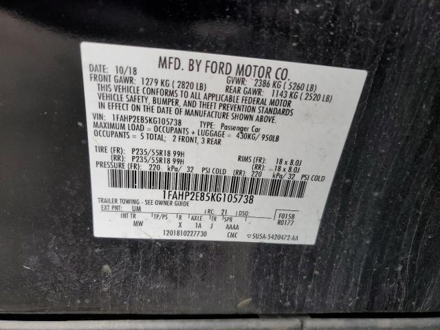 Photo 11 VIN: 1FAHP2E85KG105738 - FORD TAURUS SEL 