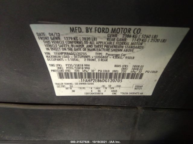 Photo 8 VIN: 1FAHP2E86DG120705 - FORD TAURUS 