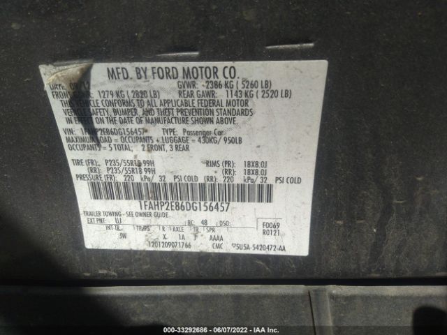 Photo 8 VIN: 1FAHP2E86DG156457 - FORD TAURUS 