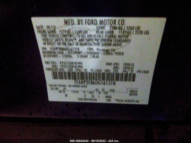 Photo 8 VIN: 1FAHP2E86DG161318 - FORD TAURUS 