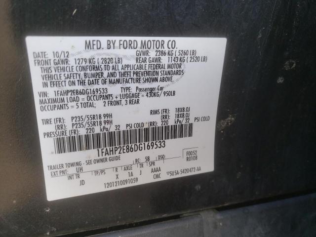 Photo 11 VIN: 1FAHP2E86DG169533 - FORD TAURUS SEL 