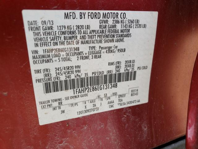 Photo 9 VIN: 1FAHP2E86EG131348 - FORD TAURUS SEL 