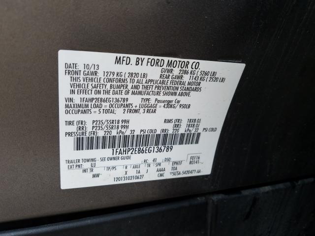 Photo 9 VIN: 1FAHP2E86EG136789 - FORD TAURUS SEL 