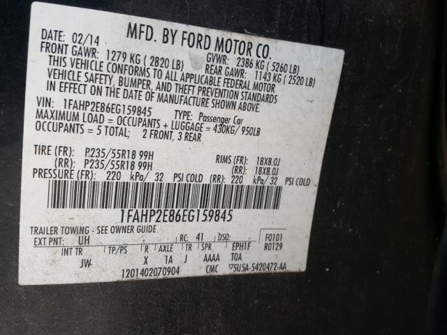 Photo 9 VIN: 1FAHP2E86EG159845 - FORD TAURUS SEL 