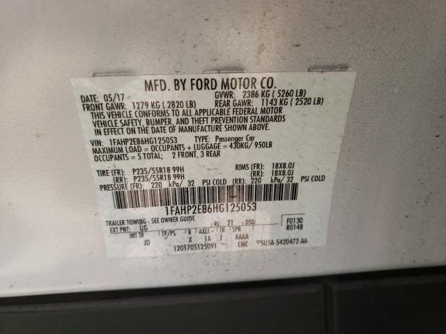 Photo 9 VIN: 1FAHP2E86HG125053 - FORD TAURUS SEL 