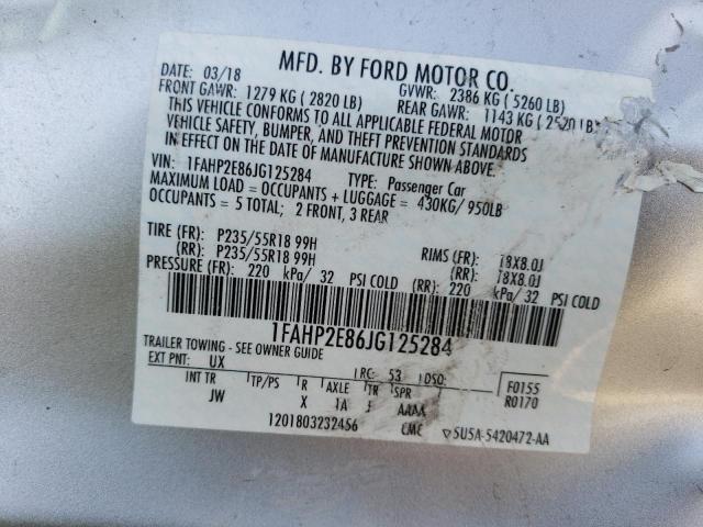 Photo 9 VIN: 1FAHP2E86JG125284 - FORD TAURUS SEL 