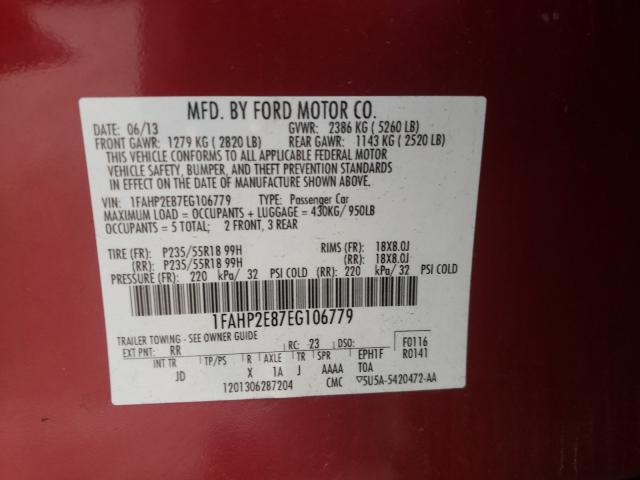 Photo 7 VIN: 1FAHP2E87EG106779 - FORD TAURUS SEL 