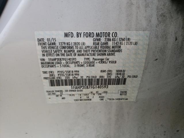 Photo 9 VIN: 1FAHP2E87FG140593 - FORD TAURUS SEL 