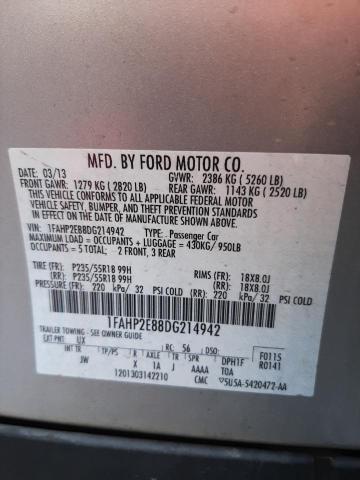 Photo 9 VIN: 1FAHP2E88DG214942 - FORD TAURUS SEL 