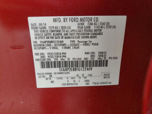 Photo 9 VIN: 1FAHP2E88FG122409 - FORD TAURUS SEL 