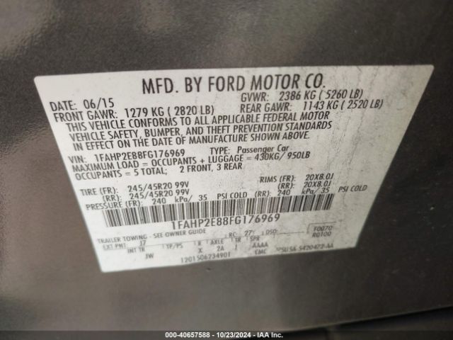 Photo 8 VIN: 1FAHP2E88FG176969 - FORD TAURUS 