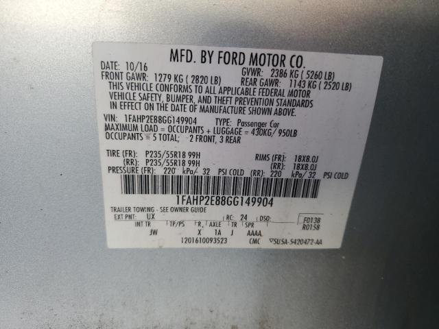 Photo 11 VIN: 1FAHP2E88GG149904 - FORD TAURUS SEL 