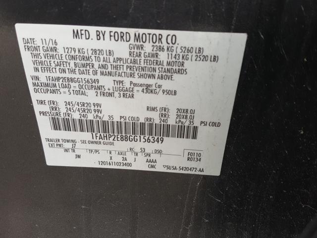 Photo 9 VIN: 1FAHP2E88GG156349 - FORD TAURUS SEL 